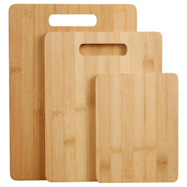 3 Piece Gourmet Kitchen Natural Bamboo Cutting Board Set